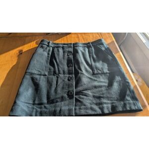 Eddie Bauer Mercer Fit Green Wool Blend Button Front Mini Skirt Womens